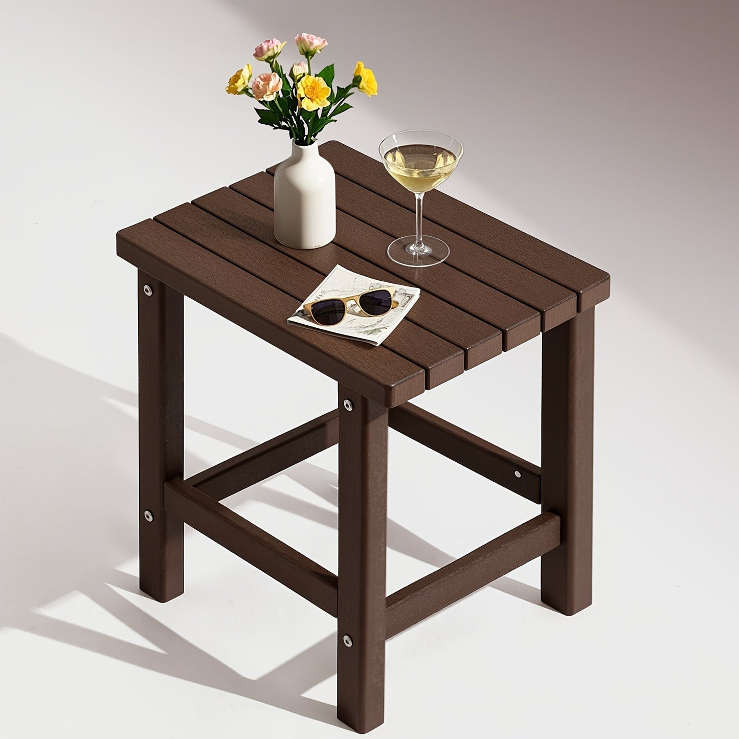 Outdoor Side Table shown in the Brown option