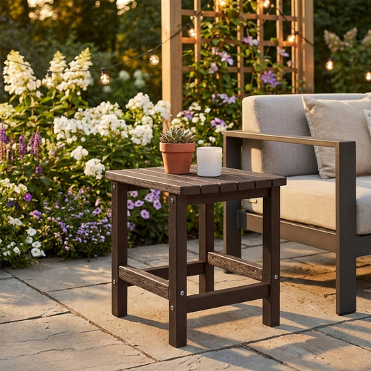 Outdoor Side Table, Adirondack Square Side Table HDPE Weather Resistant Outdoor End Table shown in the main product view