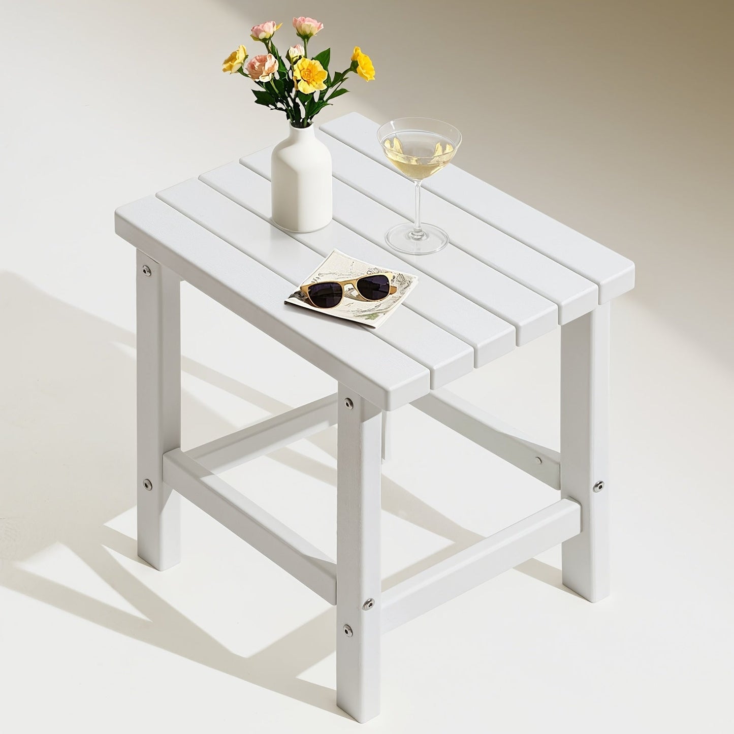 Outdoor Side Table shown in the White option