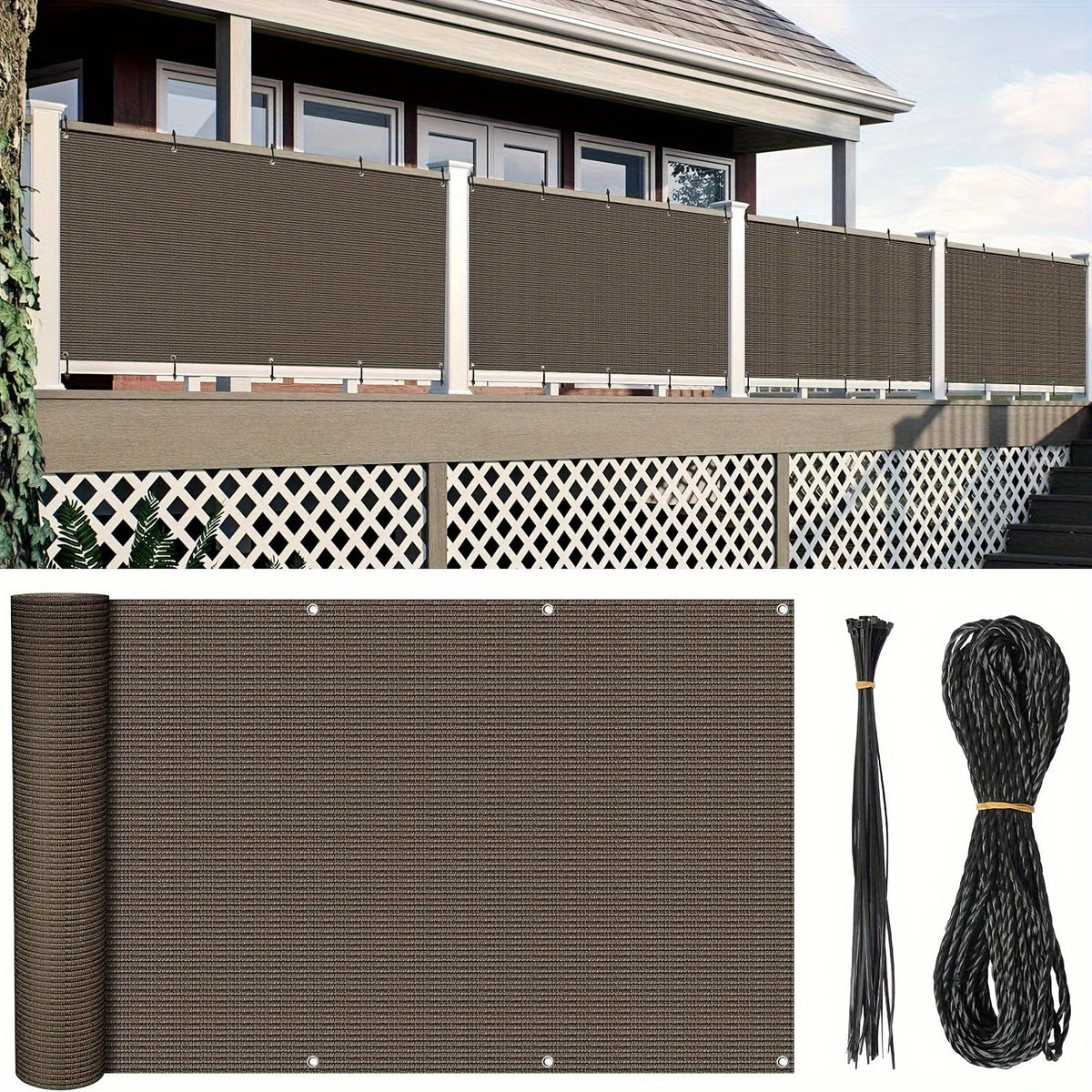 Privacy Screen Fence shown in the Brown option