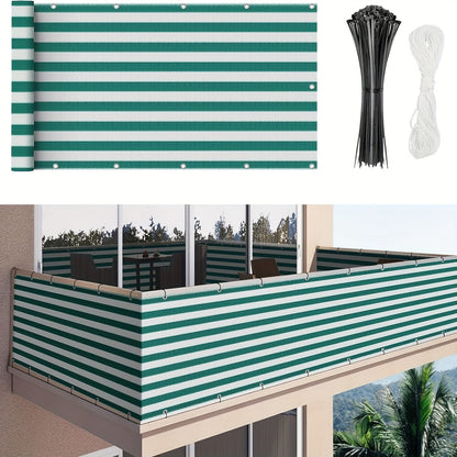 Privacy Screen Fence shown in the Green and white line option