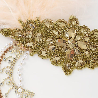 Headband for Women - 1920s Flapper for - Feather Headpiece with Chain - Roaring 20s Great - product detail view 11