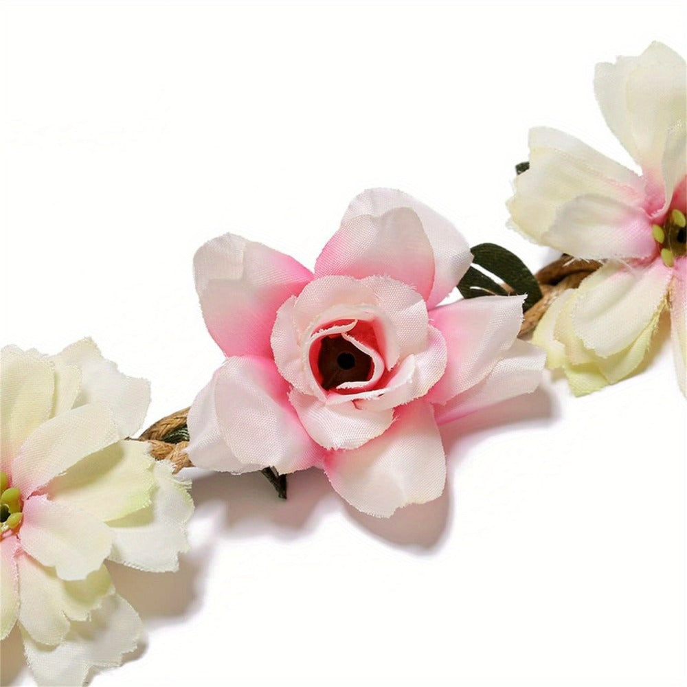 Headband for Women - Boho Floral Crown 12pcs - Adjustable Tiara Set for - Bohemian Bridal - product detail view 11
