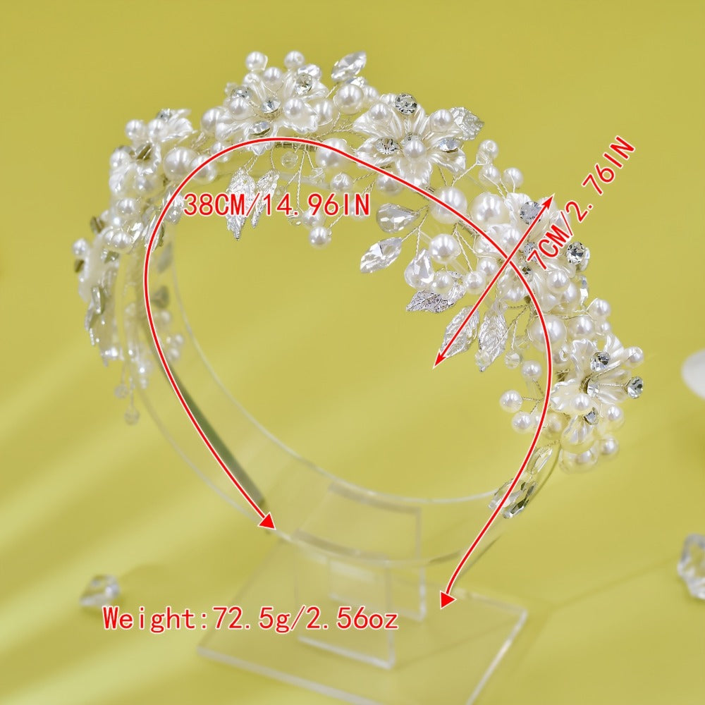 Headband for Women - Boho Floral Crown Bridal Headpiece - Handmade Resin Wedding Hair Accessory - product detail view 5