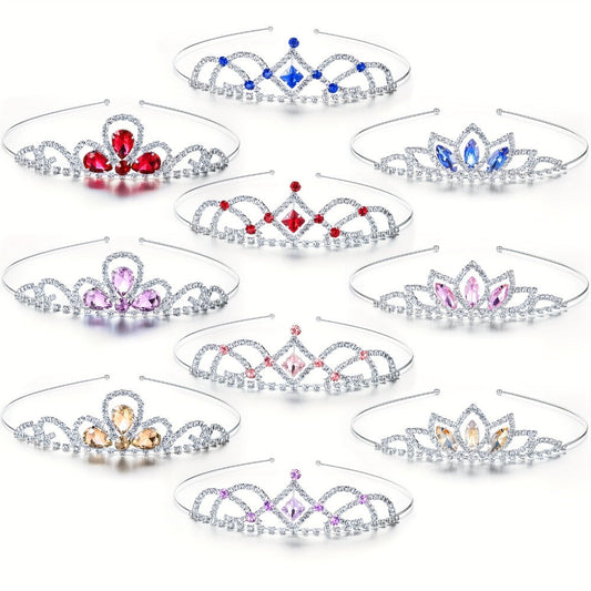 Headband for Women - Girls Princess Rhinestone Crown 10pcs - Colorful Crystal Tiara Set for - main product view