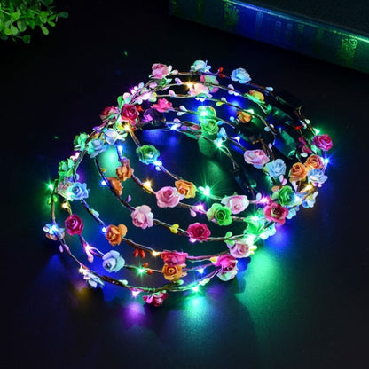 Headband for Women - LED Flower Crown Headdress Bulk Pack Glow in the Dark Light Up Floral - product detail view 4