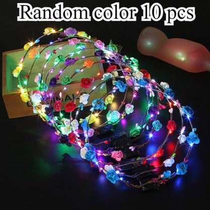 Headband for Women - LED Flower Crown Headdress Bulk Pack Glow in the Dark Light Up Floral - product detail view 10