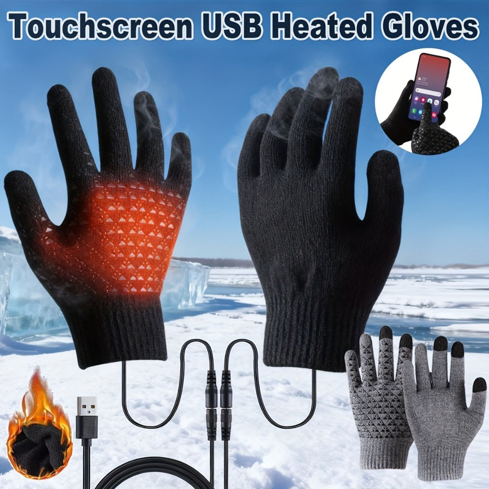 Heated Gloves - USB Electric Hand Warmers Full Finger Touchscreen Anti-Slip for Men Women - main product view