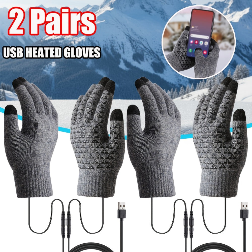 Heated Gloves - USB Electric Hand Warmers Full Finger Touchscreen Anti-Slip for Men Women - product detail view 7