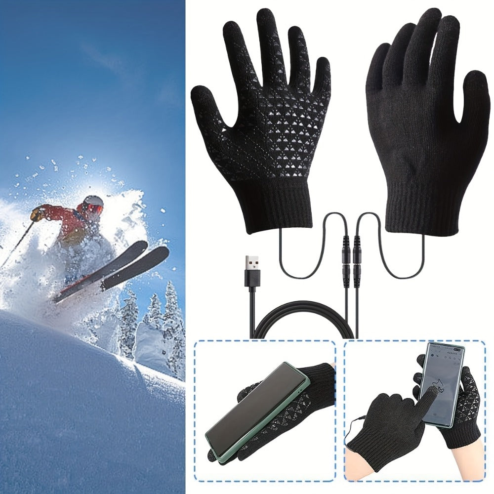 Heated Gloves - USB Electric Hand Warmers Full Finger Touchscreen Anti-Slip for Men Women - product detail view 9