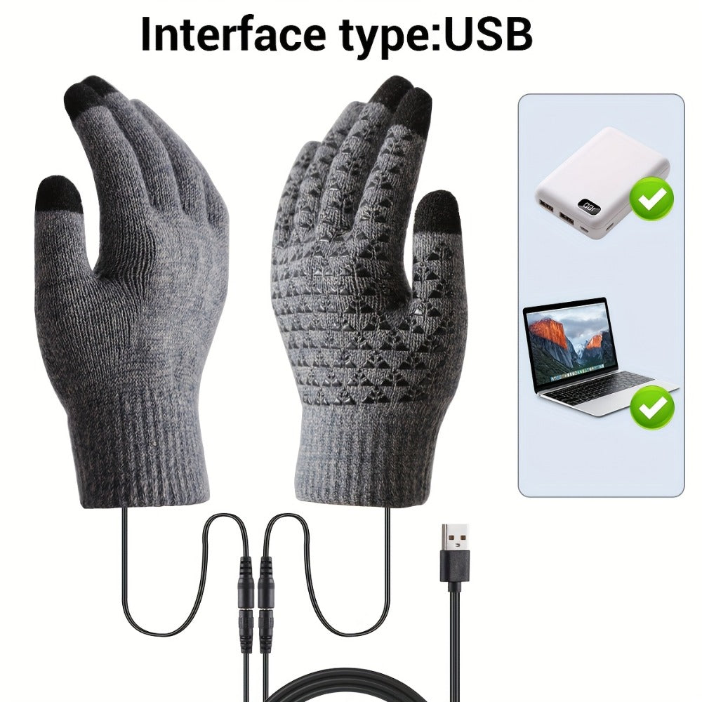Heated Gloves - USB Electric Hand Warmers Full Finger Touchscreen Anti-Slip for Men Women - product detail view 16