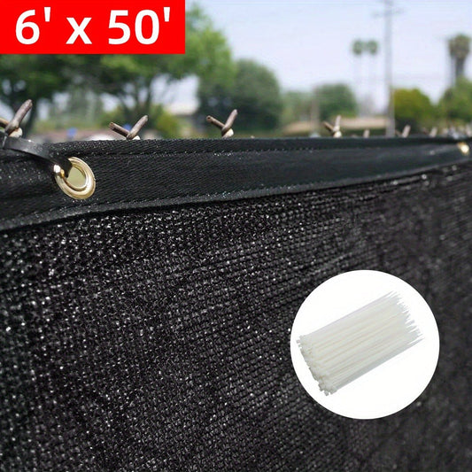Privacy Screen, Fence 6x50ft Black Heavy Duty HDPE Mesh Windscreen 88% UV Protection shown in the main product view
