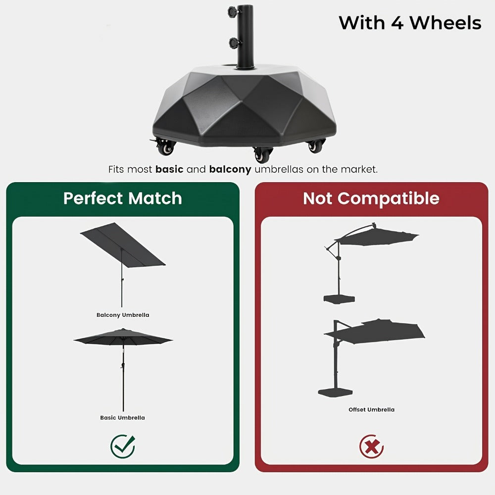 Heavy-Duty HDPE Umbrella Base with Rolling Wheels for Outdoor Shade and Protection detail image