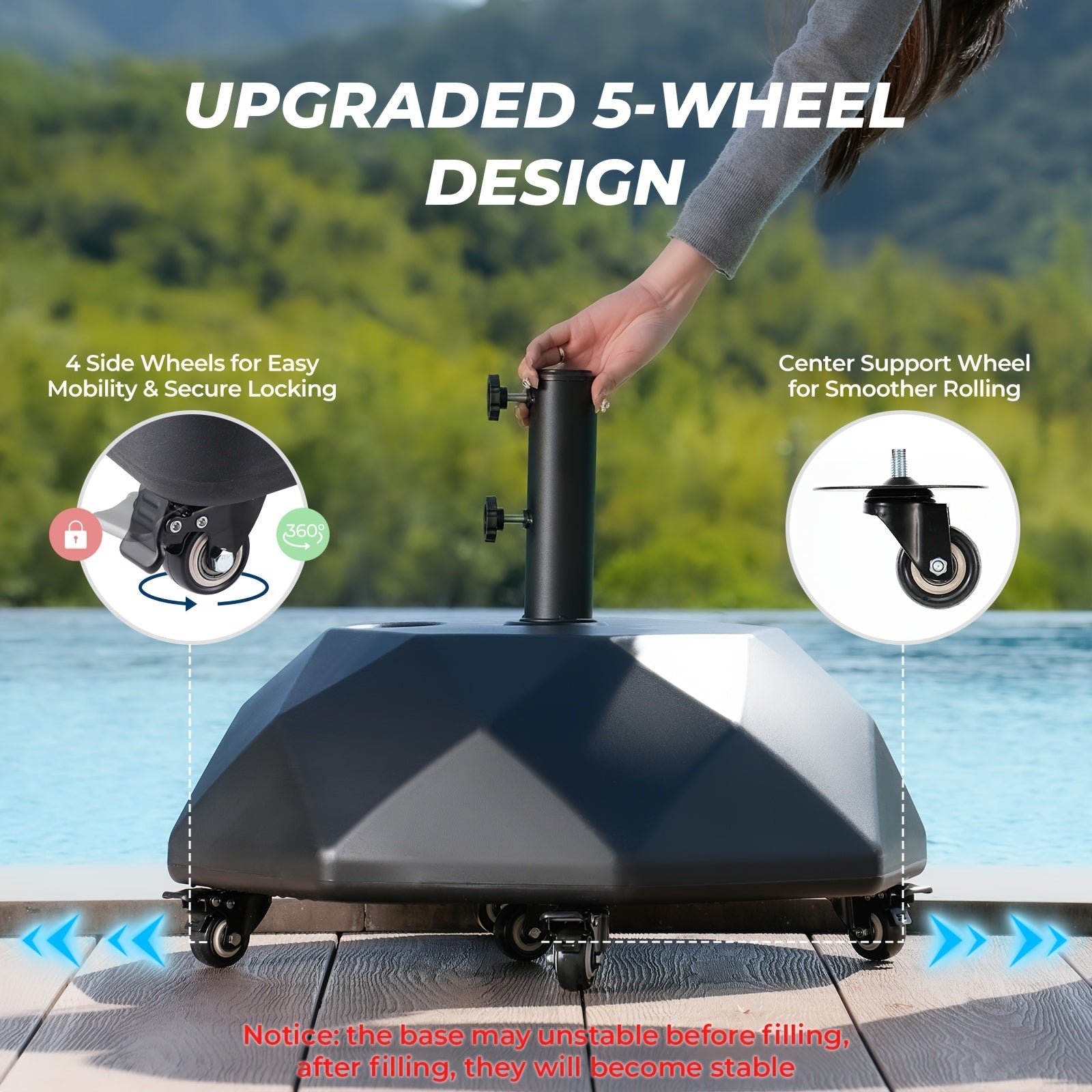 Umbrella Base shown in the Multi Sided Roller Base option