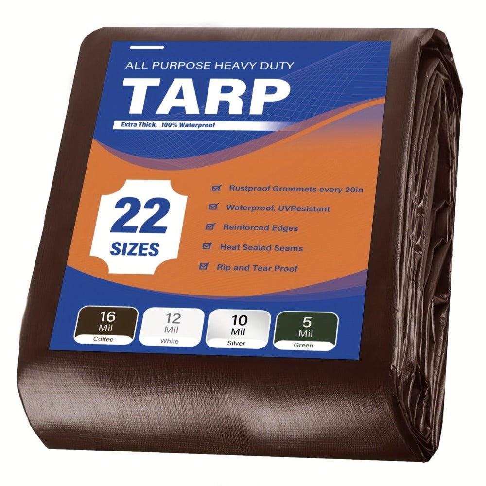 Heavy Duty Tarp, Heavy Duty 16 Mil Brown Poly Tarp Waterproof UV Resistant Ripstop shown in the main product view