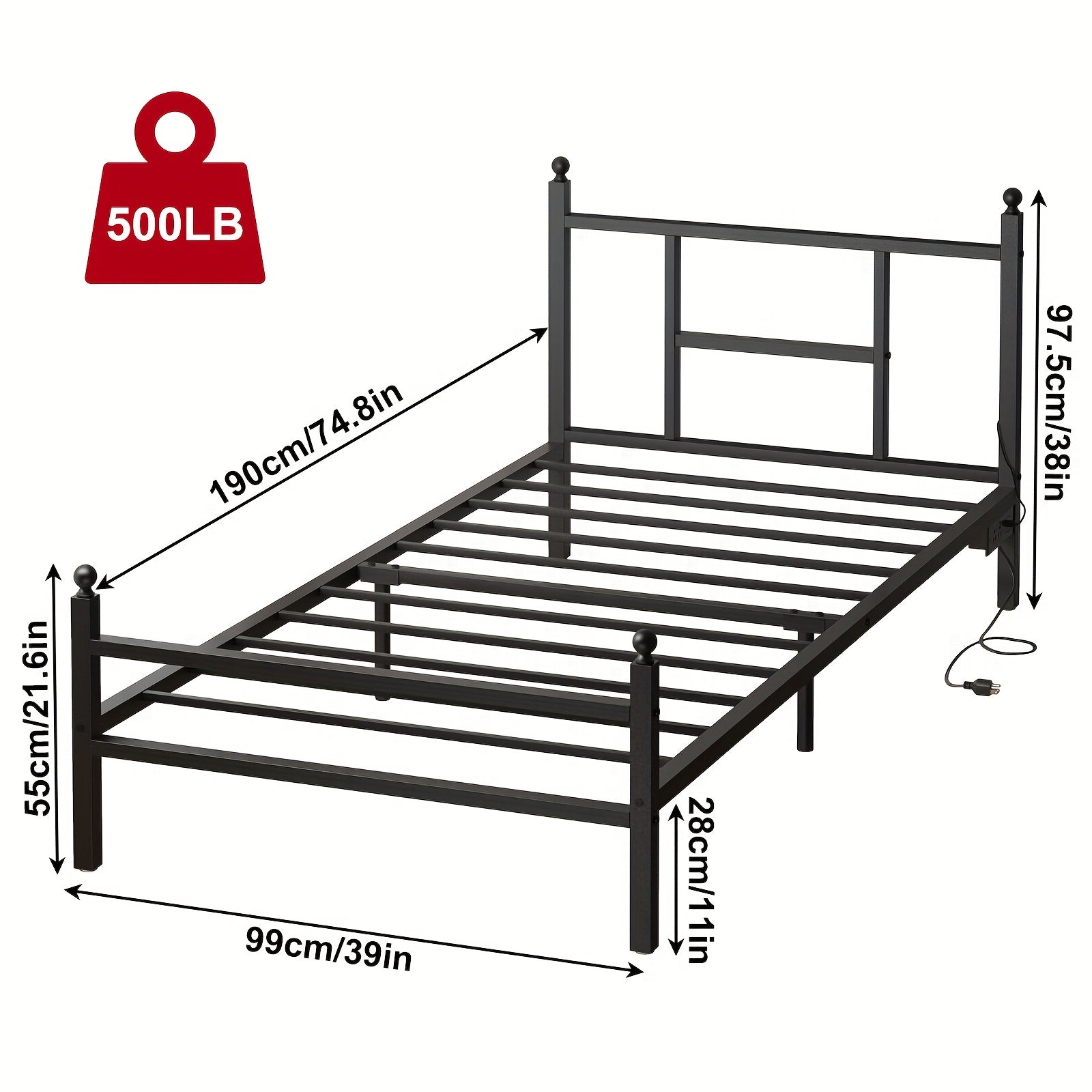Bed Frame shown in the Black option