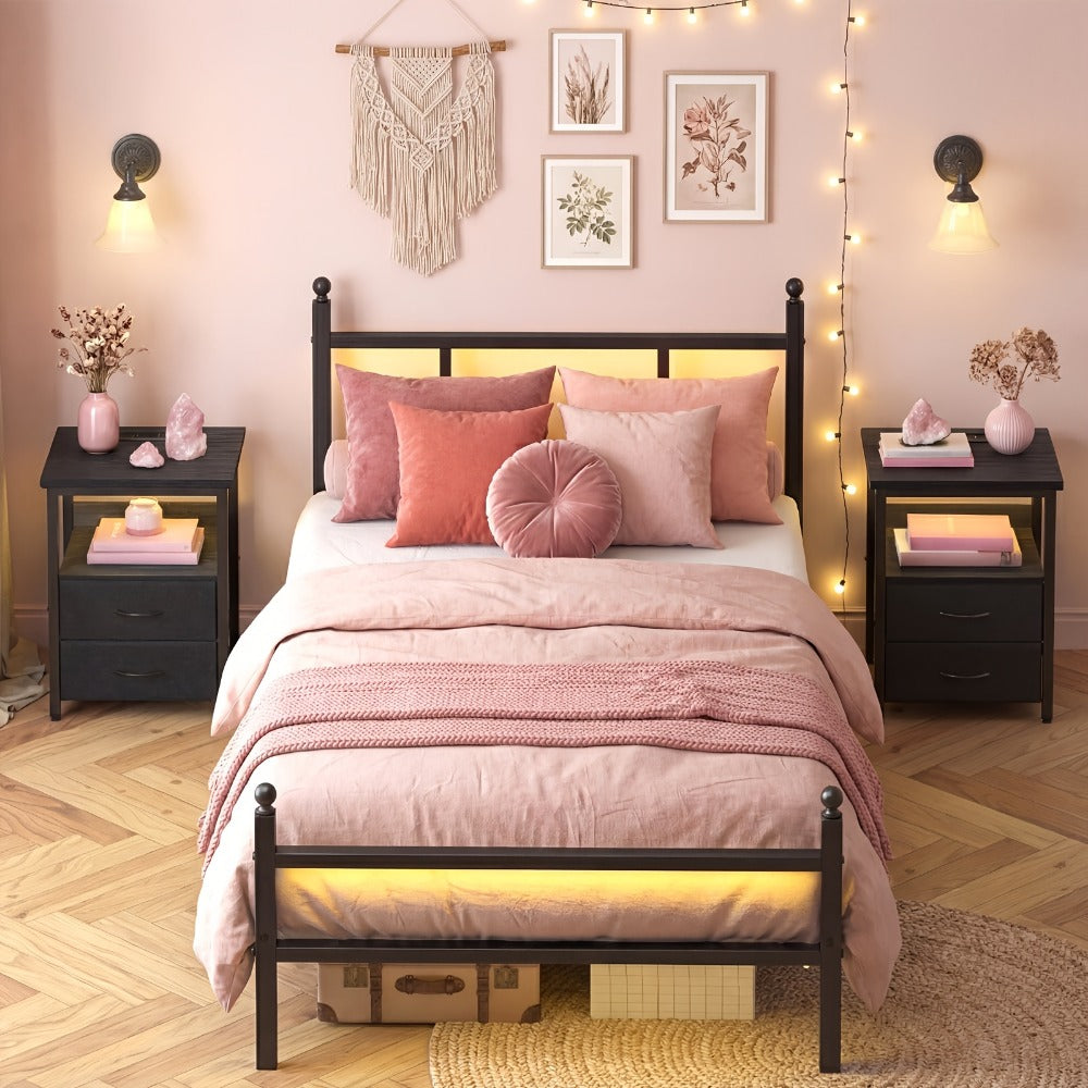 Heavy-Duty Metal Bed Frame with Charging Station and LED Lighting detail image - detail view 7