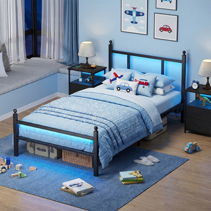 Heavy-Duty Metal Bed Frame with Charging Station and LED Lighting detail image - detail view 8