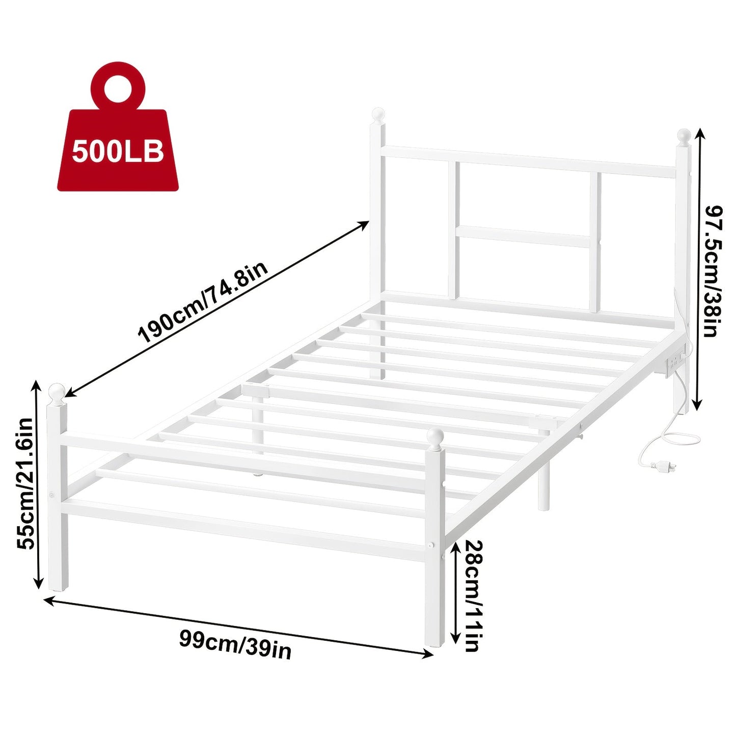 Bed Frame shown in the White option