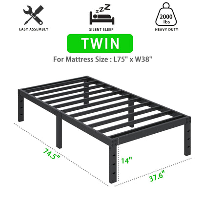 Bed Frame shown in the TWIN, 14inch option