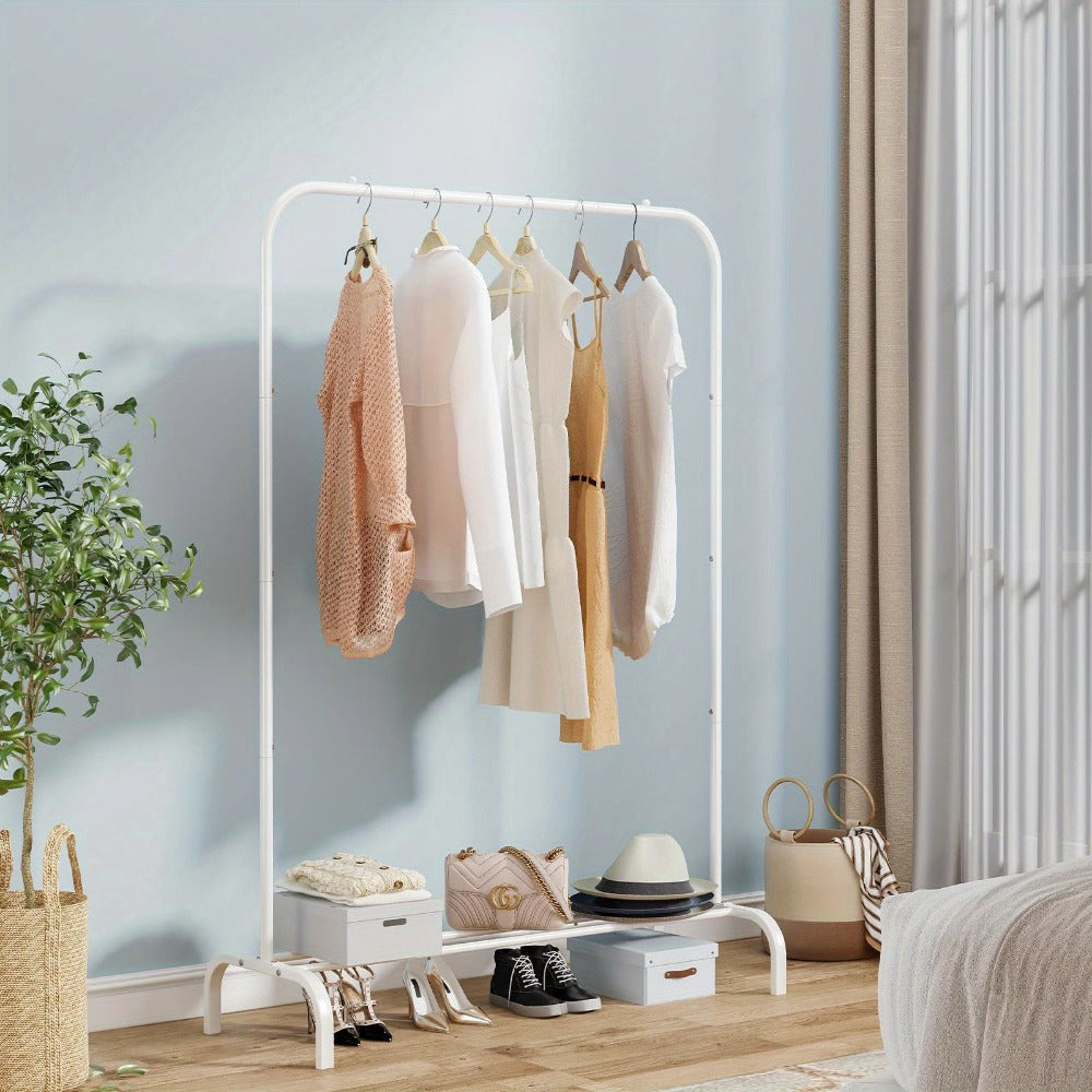 Heavy-Duty Metal Clothes Rack with Rolling Wheels and Large-Capacity Storage detail image - detail view 11