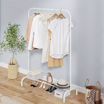 Heavy-Duty Metal Clothes Rack with Rolling Wheels and Large-Capacity Storage detail image - detail view 16