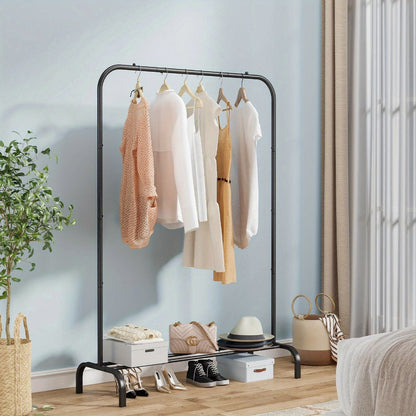 Heavy-Duty Metal Clothes Rack with Rolling Wheels and Large-Capacity Storage detail image - detail view 3