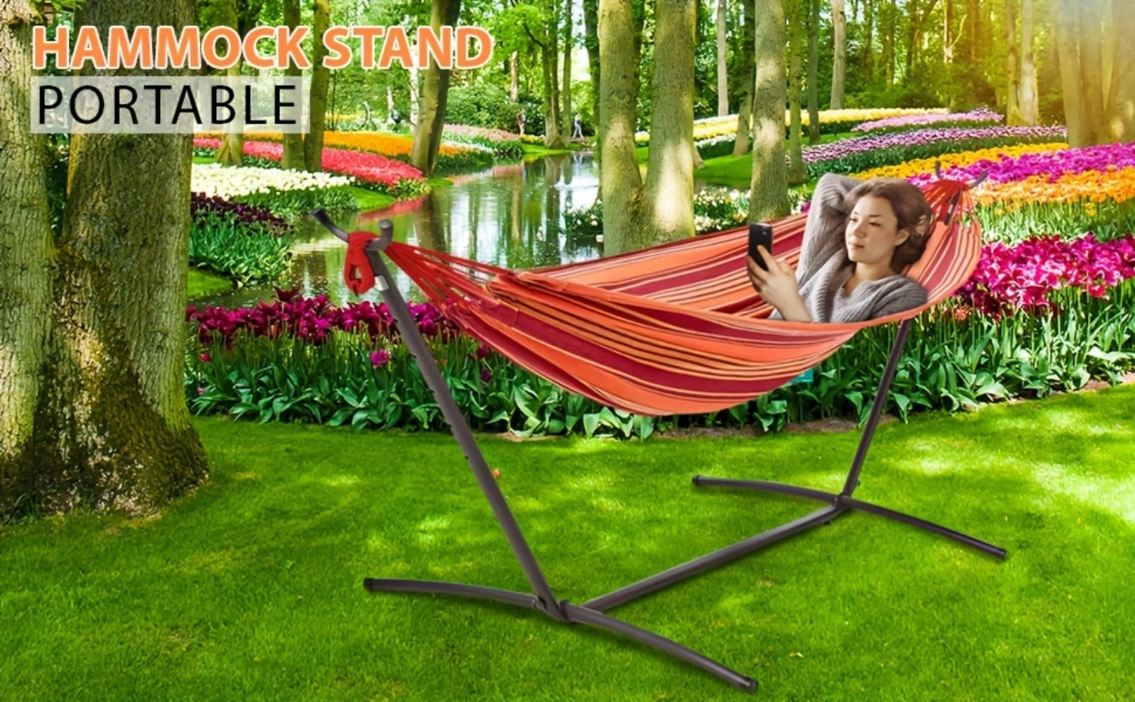 Heavy-Duty Metal Hammock Stand with Multiple Color Options for Patio detail image - detail view 8