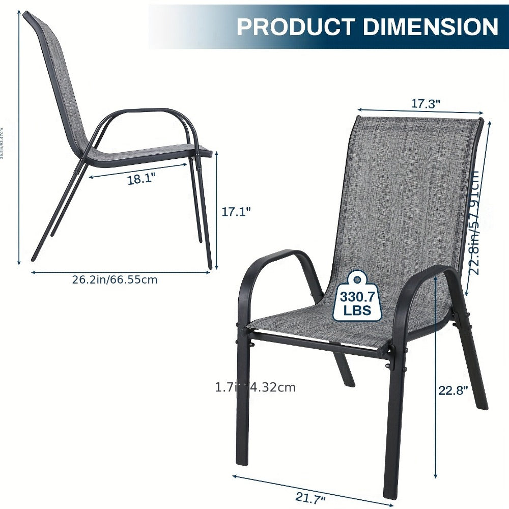 Heavy-Duty Patio Dining Chair with Armrests and Stackable Design detail image - detail view 4