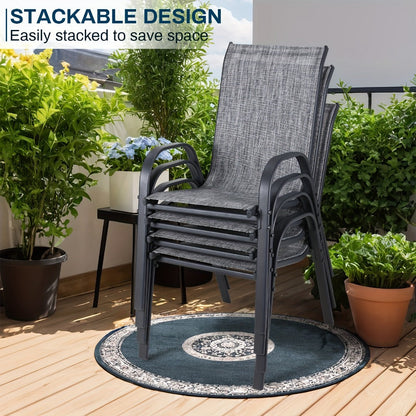 Heavy-Duty Patio Dining Chair with Armrests and Stackable Design detail image - detail view 9