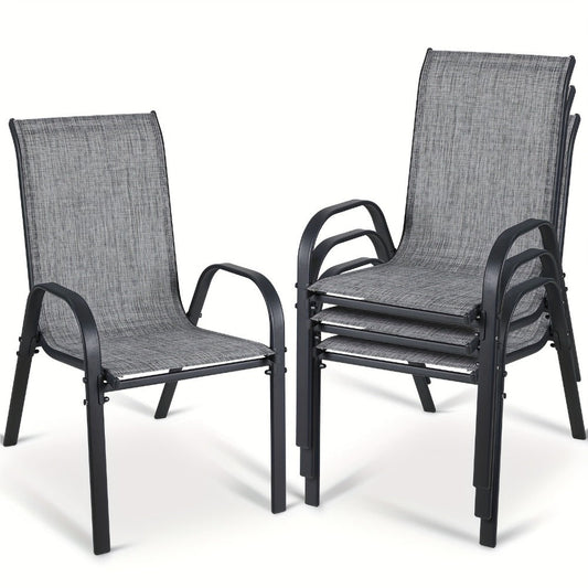 Patio Dining Chair, Stackable Patio Dining Chairs Set with Armrests Heavy Duty Breathable shown in the main product view