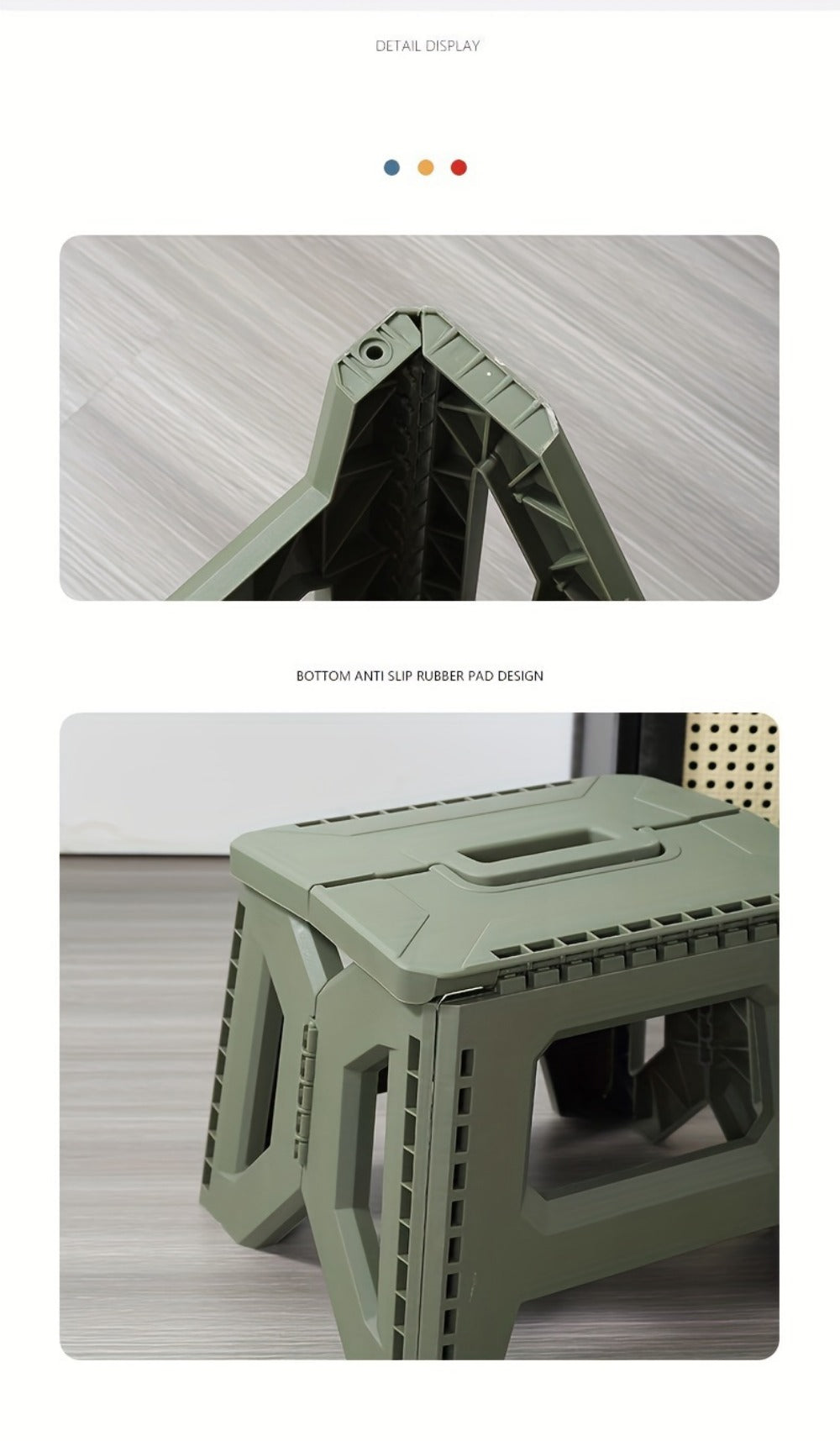 Heavy-Duty Plastic Folding Stool with Tool-Free Assembly and Multiple Color Options detail image - detail view 14