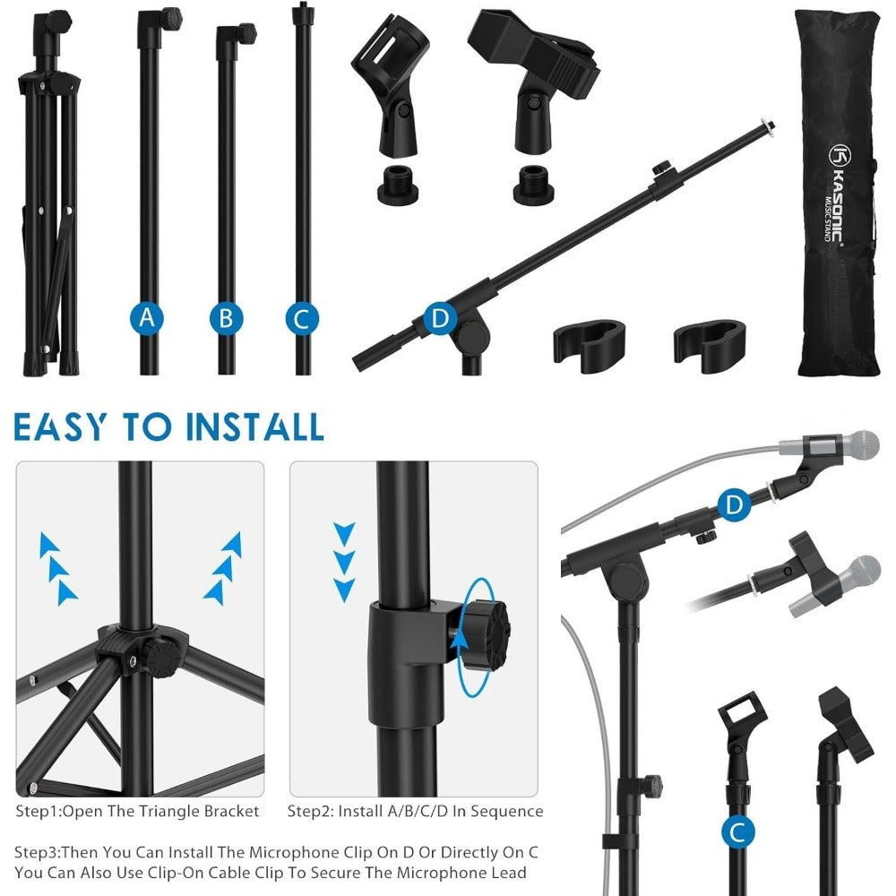 Heavy-Duty Tripod Microphone Boom Stand with Adjustable Height and Clip detail image - detail view 3