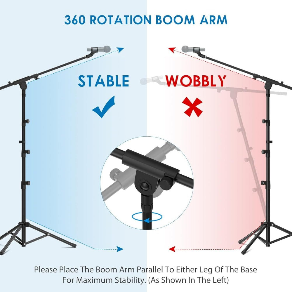 Heavy-Duty Tripod Microphone Boom Stand with Adjustable Height and Clip detail image - detail view 5