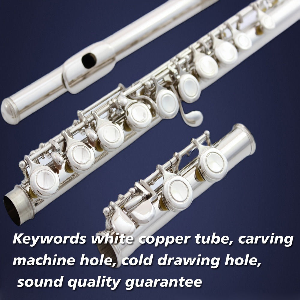 HOGSN 16-Hole Concert Flute in C with Hard Case and Cleaning Kit detail image - detail view 3