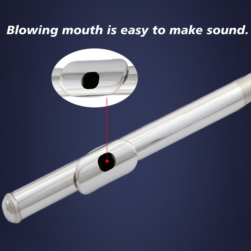 HOGSN 16-Hole Concert Flute in C with Hard Case and Cleaning Kit detail image - detail view 4