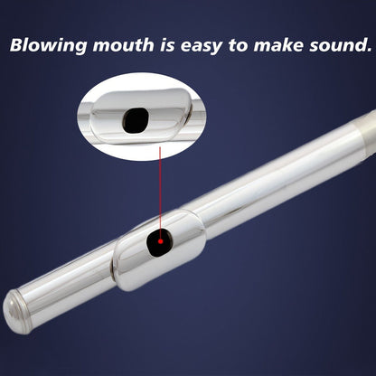HOGSN 16-Hole Concert Flute in C with Hard Case and Cleaning Kit detail image - detail view 4