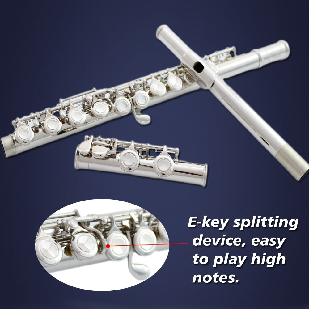 HOGSN 16-Hole Concert Flute in C with Hard Case and Cleaning Kit detail image - detail view 6