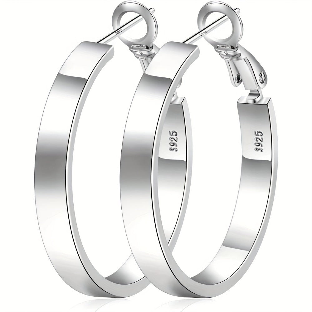 Hoop Earrings for Women - 925 Sterling Silver Hypoallergenic Cartilage for 30/40/50/60mm Simple - product detail view 5