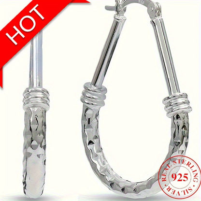 Hoop Earrings for Women - 925 Sterling Silver Italian Classic Design Silver Hypoallergenic Wedding - main product view
