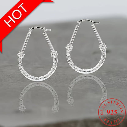 Hoop Earrings for Women - 925 Sterling Silver Italian Classic Design Silver Hypoallergenic Wedding - product detail view 2