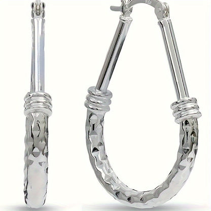 Hoop Earrings for Women - 925 Sterling Silver Italian Classic Design Silver Hypoallergenic Wedding - product detail view 3