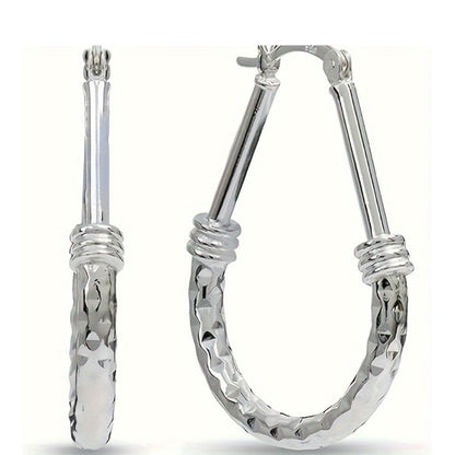 Hoop Earrings for Women - 925 Sterling Silver Italian Classic Design Silver Hypoallergenic Wedding - product detail view 4