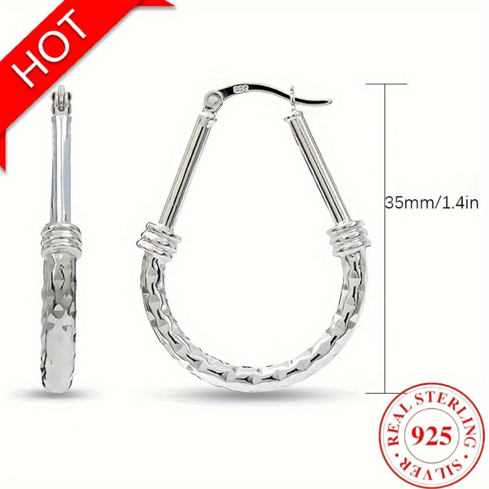 Hoop Earrings for Women - 925 Sterling Silver Italian Classic Design Silver Hypoallergenic Wedding - product detail view 5
