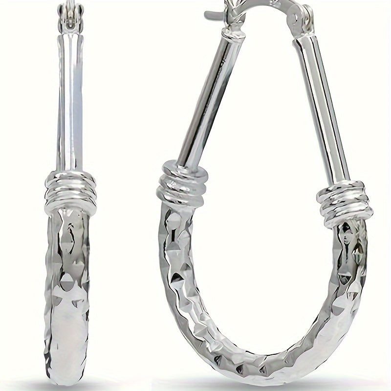 Hoop Earrings for Women - 925 Sterling Silver Italian Classic Design Silver Hypoallergenic Wedding - product detail view 8