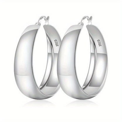 Hoop Earrings for Women - Chunky 925 Sterling Silver - Wide Thick Hypoallergenic Large for , Bold - main product view