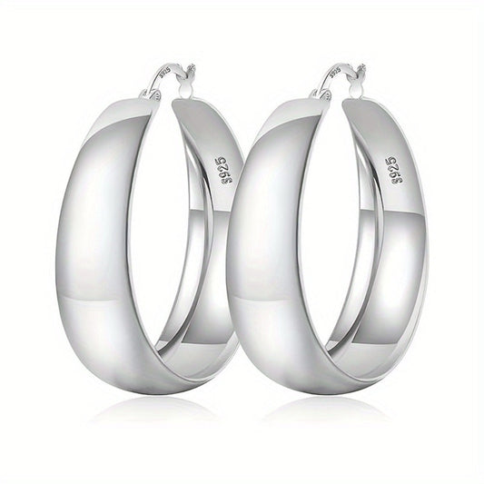 Hoop Earrings for Women - Chunky 925 Sterling Silver - Wide Thick Hypoallergenic Large for , Bold - main product view