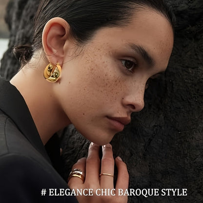 Hoop Earrings for Women - Chunky 925 Sterling Silver - Wide Thick Hypoallergenic Large for , Bold - product detail view 13
