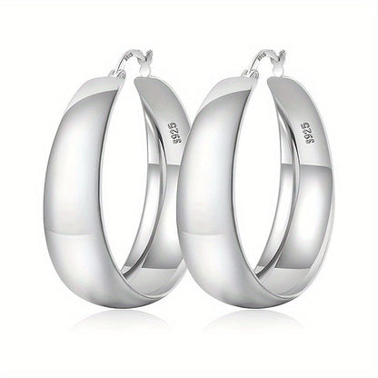 Hoop Earrings for Women - Chunky 925 Sterling Silver - Wide Thick Hypoallergenic Large for , Bold - product detail view 20