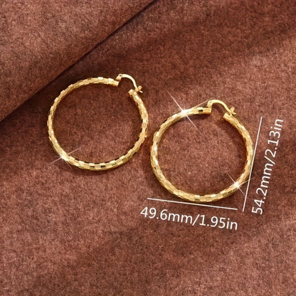 Hoop Earrings for Women - Copper Circle 2 Pairs Set - Gold Plated for , Twisted & Smooth Style - product detail view 2